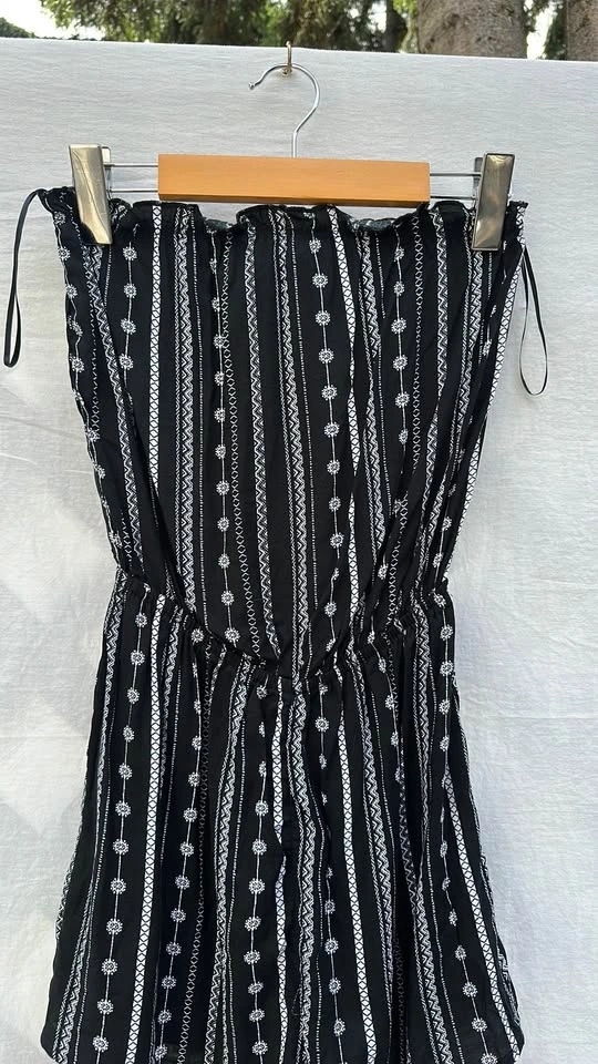 Divided Black and White Striped Shorts Romper - photo 2