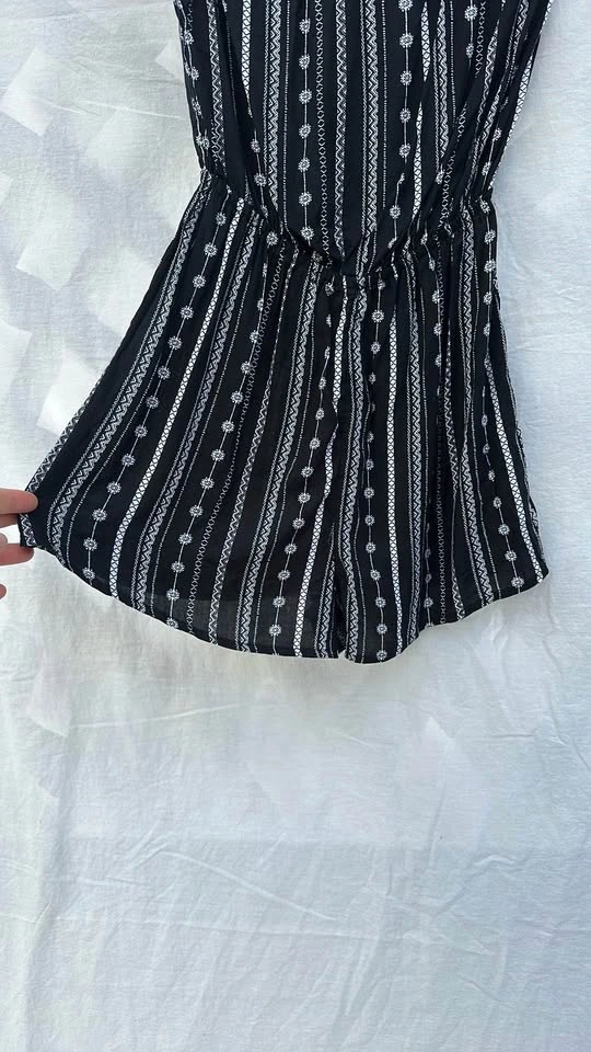 Divided Black and White Striped Shorts Romper - photo 3