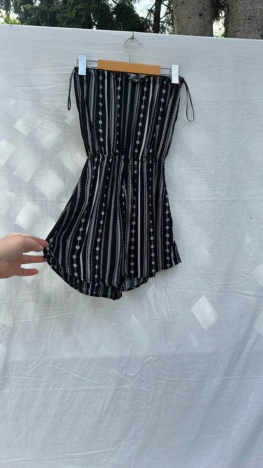 Divided Black and White Striped Shorts Romper - photo 5
