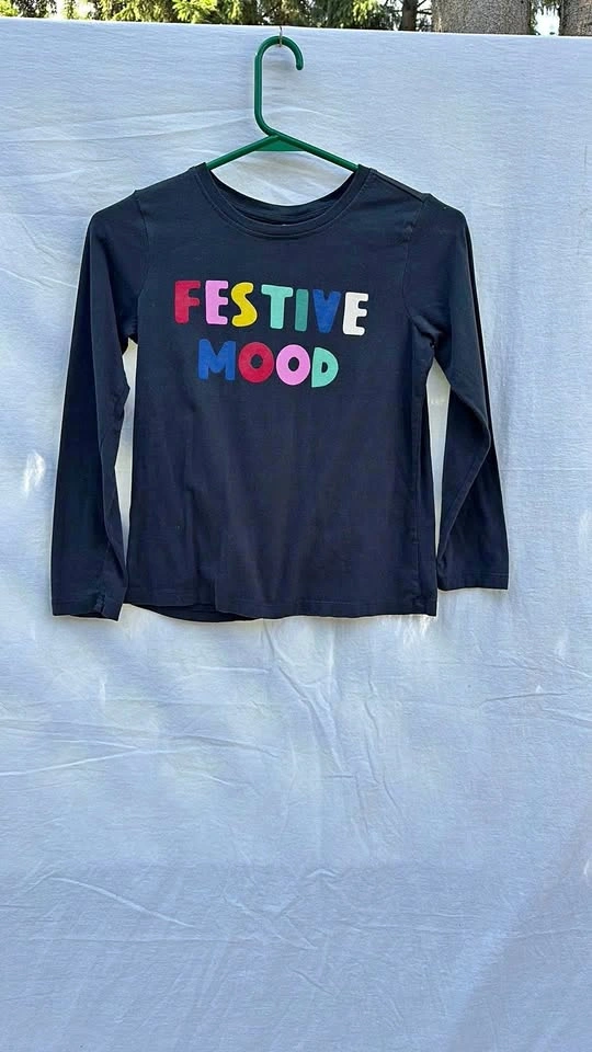 Kids Festive Mood Black Long Sleeve Shirt