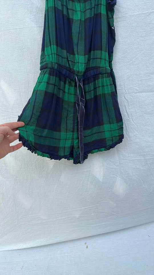Aerie Green and Blue Plaid shorts Romper - photo 2