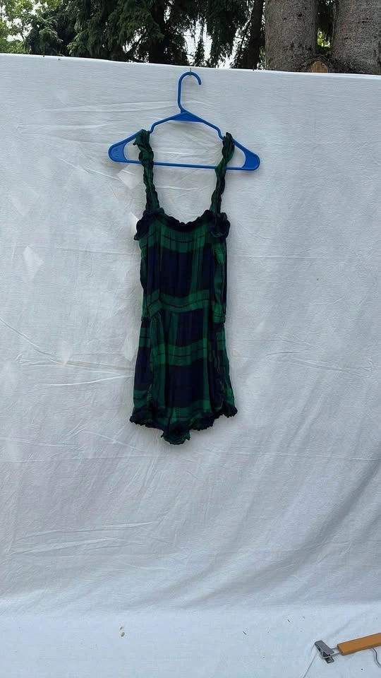Aerie Green and Blue Plaid shorts Romper - photo 5