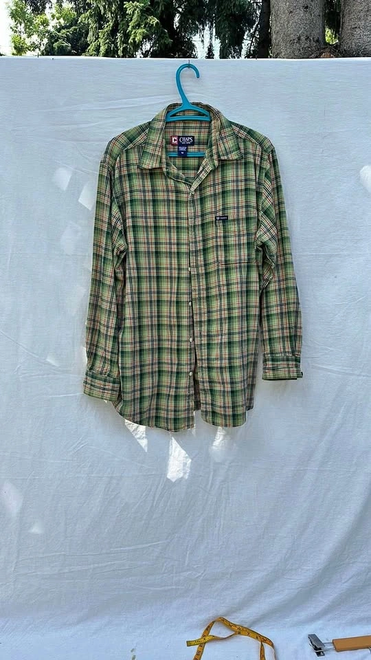 Chaps Green Casual Button Down Shirt