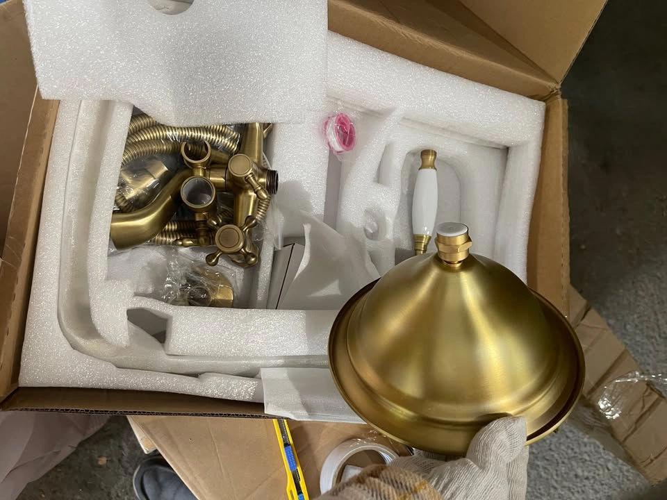 New Gold Antique Brass Shower System Bathroom Shower Faucet Set - photo 4