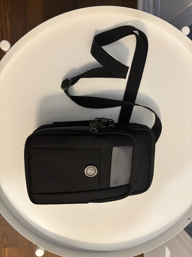 Black Multi-Compartment Crossbody Bag