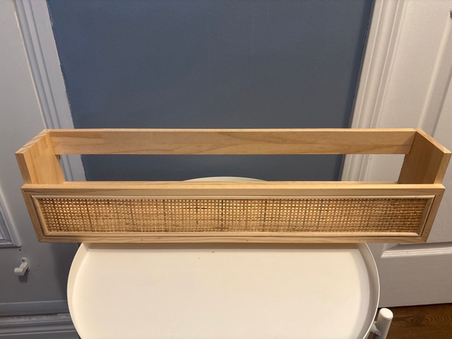 Wooden Wall Shelf with Rattan Cane Front