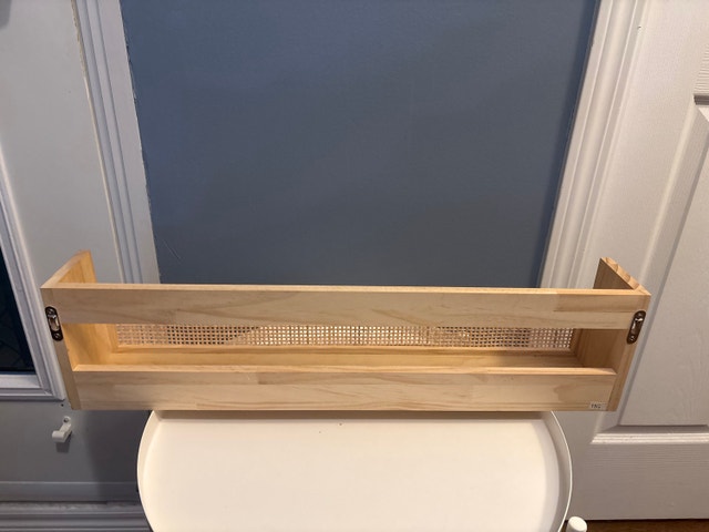 Wooden Wall Shelf with Rattan Cane Front - photo 2