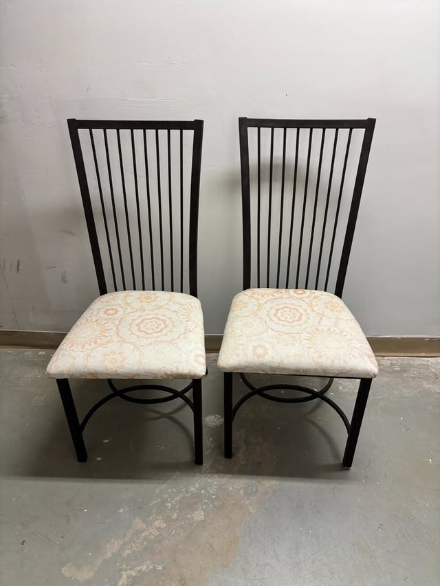 Set of 2 Dark Brown Metal Dining Chairs