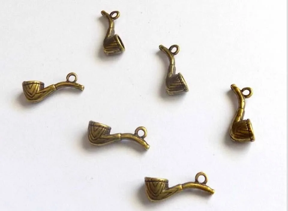 10 Pipe Charms - Antique Bronze - 3D image indicator(2)