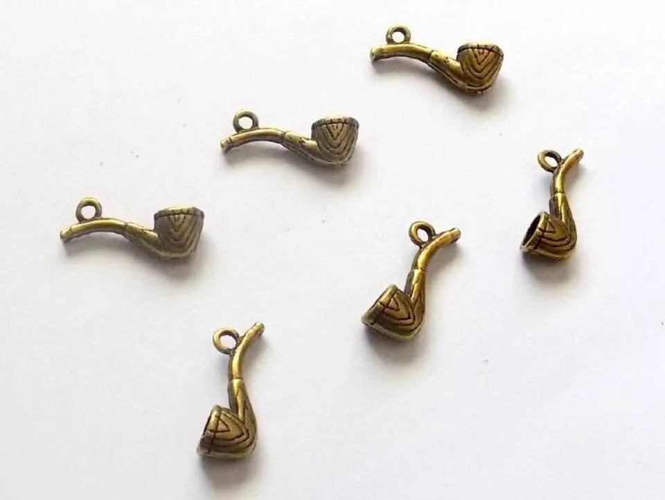10 Pipe Charms - Antique Bronze - 3D image indicator(3)
