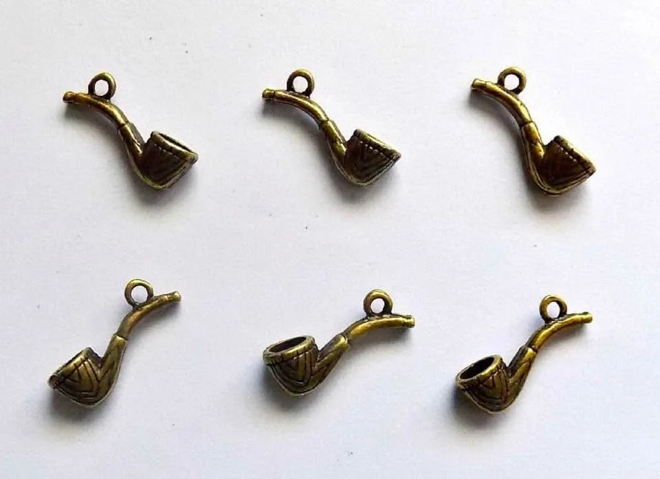 10 Pipe Charms - Antique Bronze - 3D image indicator(4)