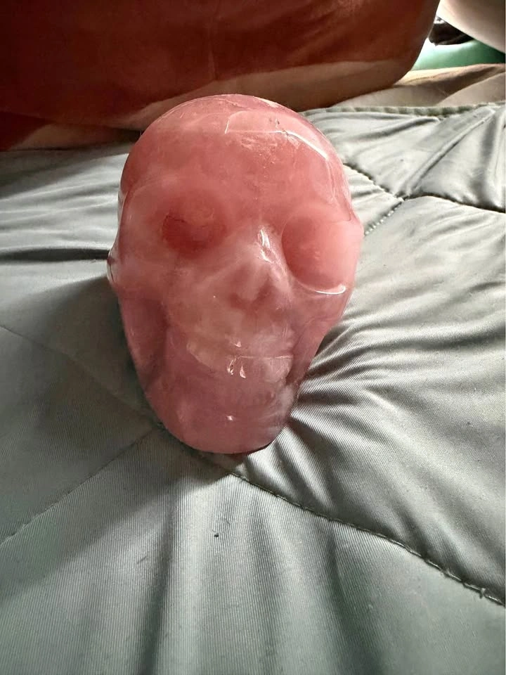 large rose quartz skull