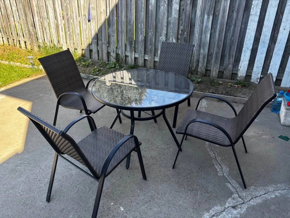 5-Piece Patio Dining Set with Glass Top Table and 4 Chairs - photo 2