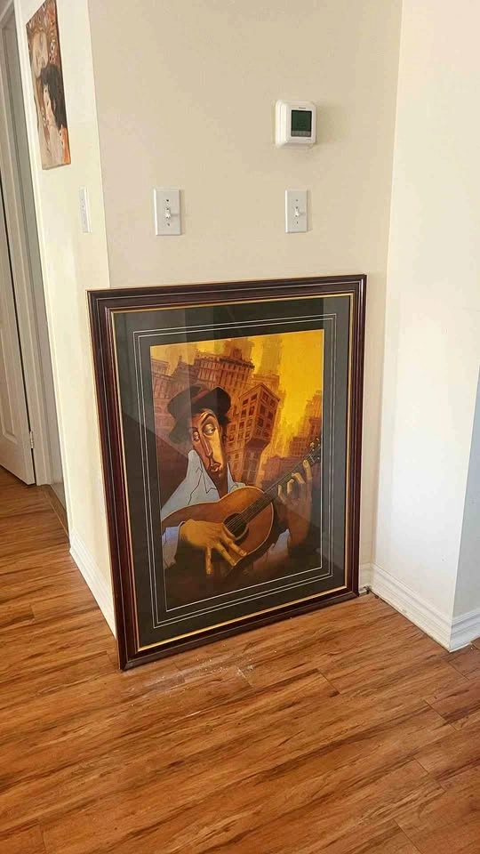 Framed Guitarist Art Print