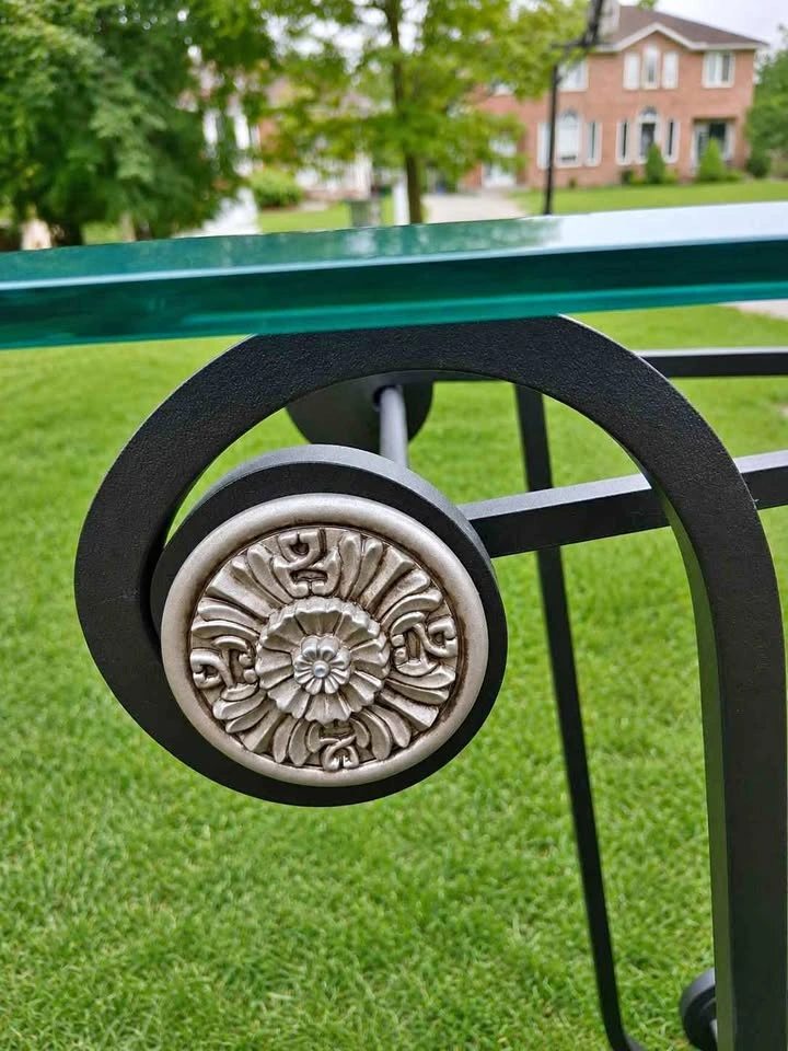 Wrought Iron Glass Top Console Table
