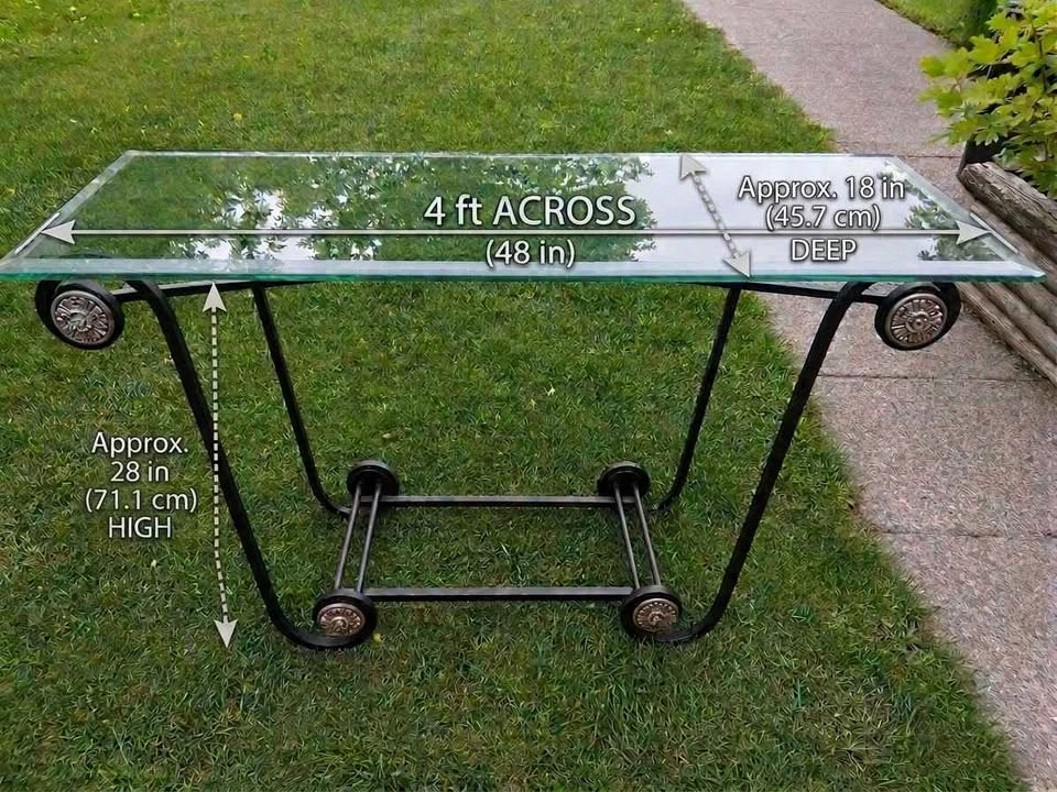 Wrought Iron Glass Top Console Table - photo 2
