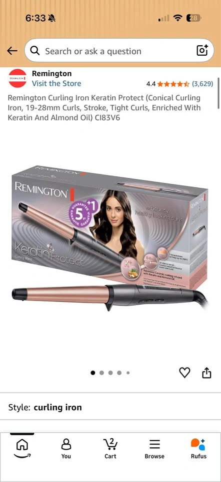 Remington Rose Gold Tapered Curling Wand - photo 2