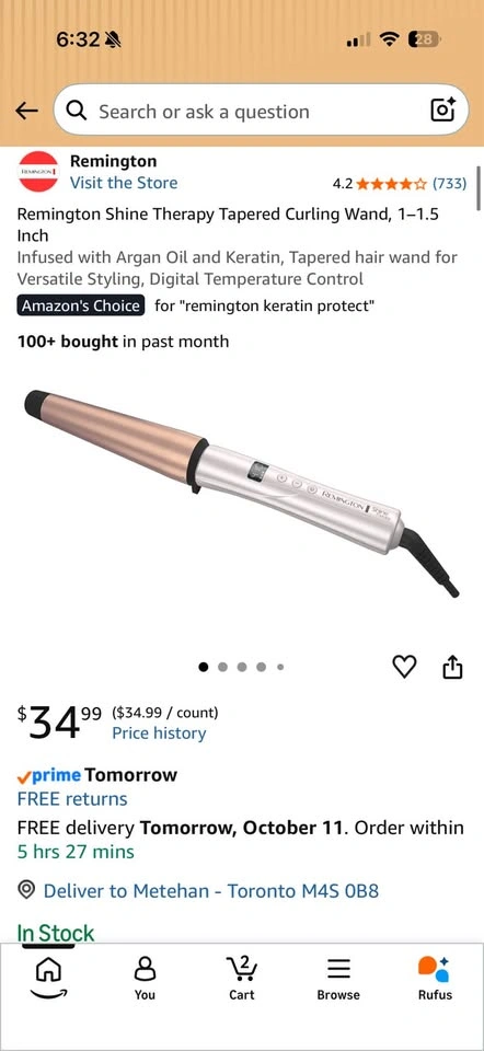 Remington Rose Gold Tapered Curling Wand - photo 3