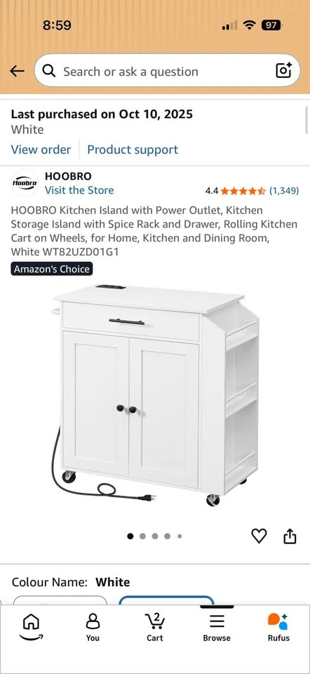 Rolling Kitchen Island with Power Outlet - photo 4