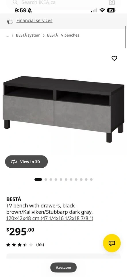 IKEA BESTÅ TV Bench with Drawers – Black-Brown / Dark Grey - photo 2