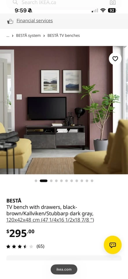IKEA BESTÅ TV Bench with Drawers – Black-Brown / Dark Grey - photo 3