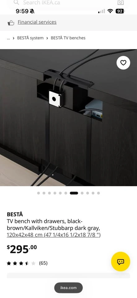 IKEA BESTÅ TV Bench with Drawers – Black-Brown / Dark Grey - photo 5