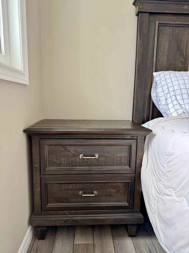 2x Calistoga - Rustic Dark Wood 2-Drawer Nightstands