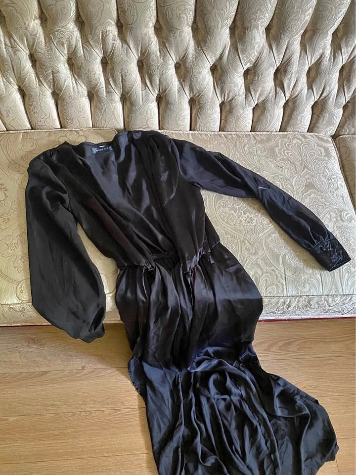 MISS ORD Black Satin Maxi Dress – Size Small