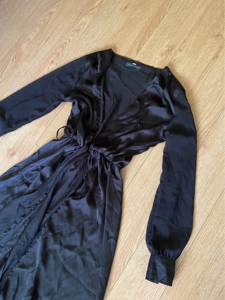 MISS ORD Black Satin Maxi Dress – Size Small - photo 2