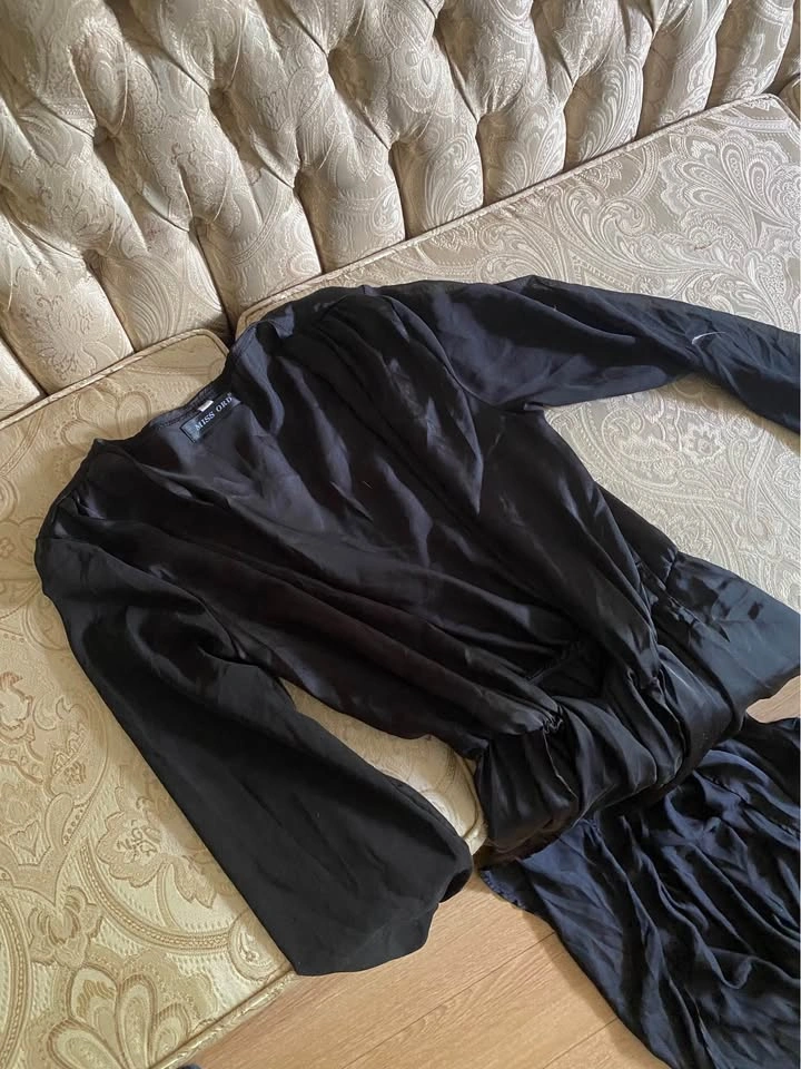 MISS ORD Black Satin Maxi Dress – Size Small - photo 4