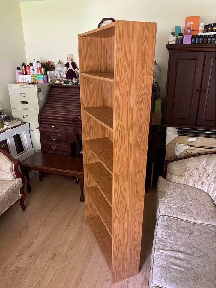 Solid Tall Wooden Bookcase – Adjustable Shelves - photo 2