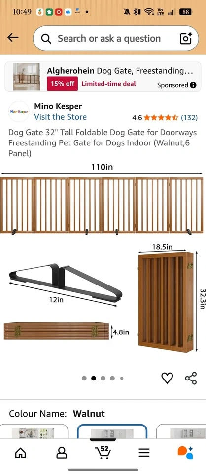 Mino Kesper Dog Gate 32" Tall Foldable Freestanding Pet Gate - photo 2