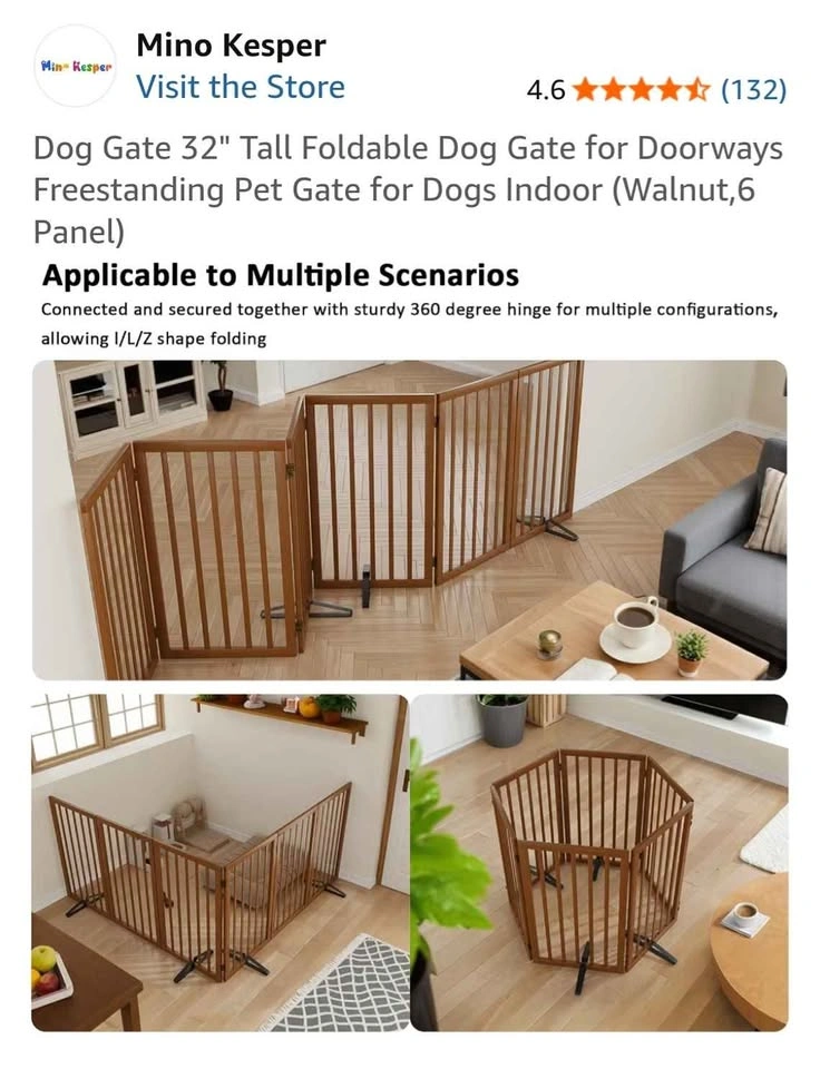 Mino Kesper Dog Gate 32" Tall Foldable Freestanding Pet Gate - photo 5