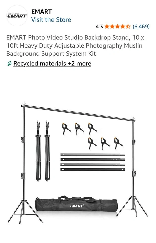 EMART 10x10ft Heavy Duty Adjustable Backdrop Support Kit