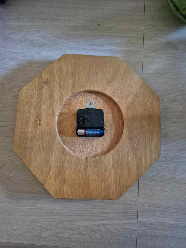 Octagonal Wood Hebrew Wall Clock - photo 2
