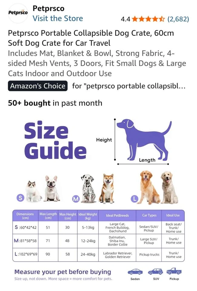 Petprsco Portable Collapsible Soft Dog Crate - photo 3