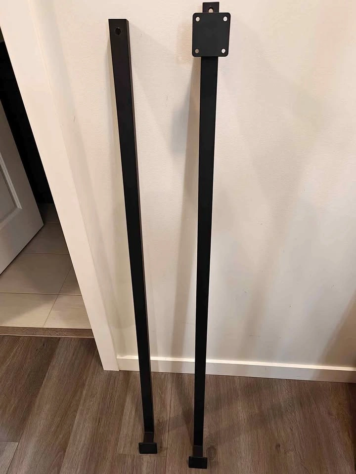Modern Black Metal Square Stair Handrail approx 91" - photo 2