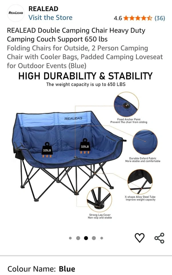 REALEAD Double Camping Chair in grey - photo 4