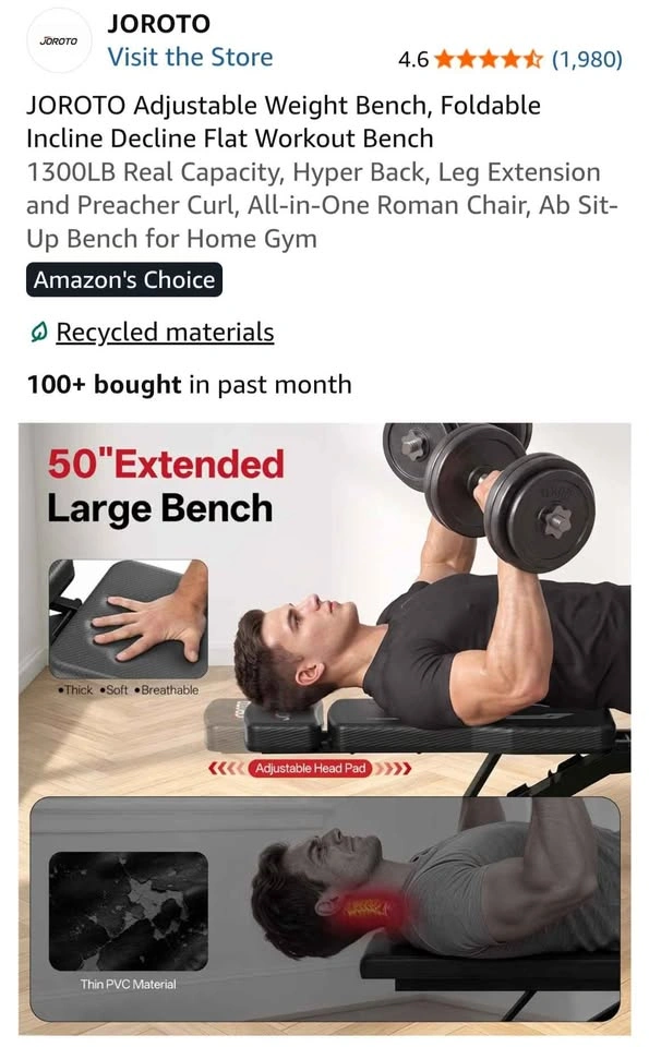 JOROTO Adjustable Weight Bench, Foldable Incline/Decline - photo 4