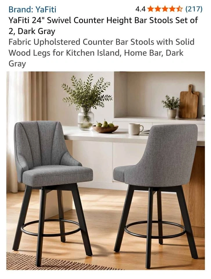 YaFiti 24" Swivel Counter Height Bar Stools Set of 2