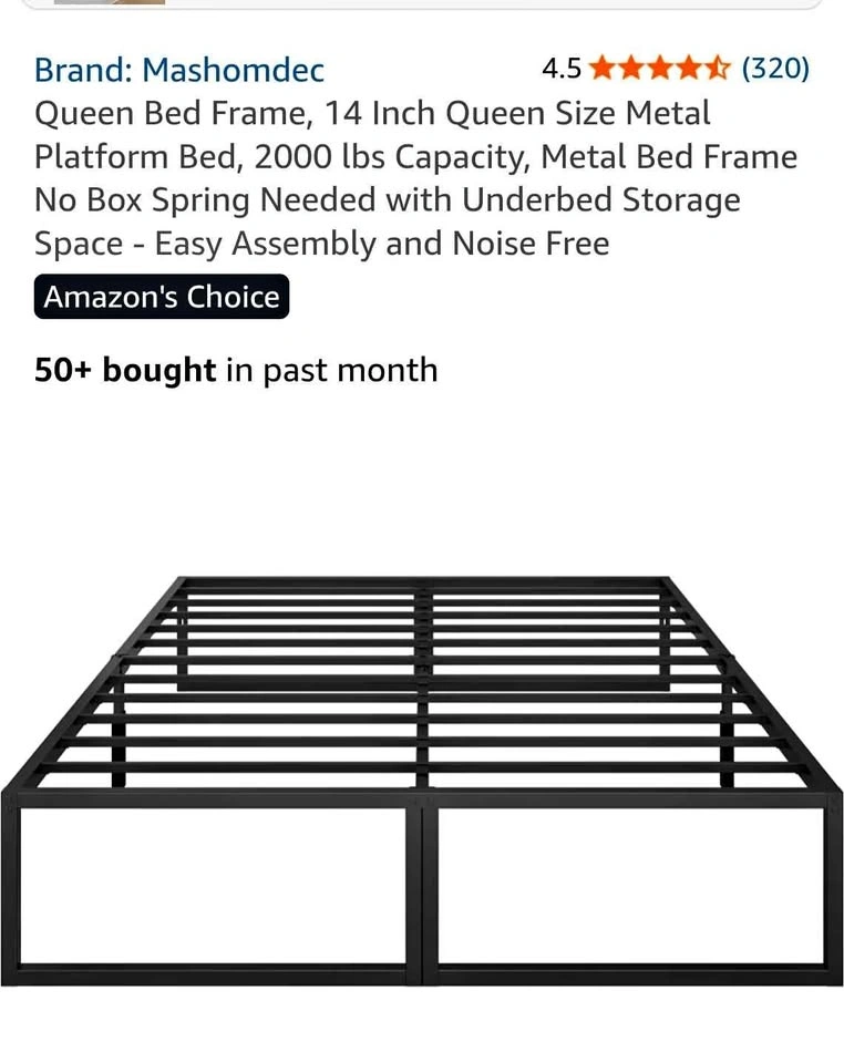 Mashomdec Queen Size Metal Platform Bed Frame