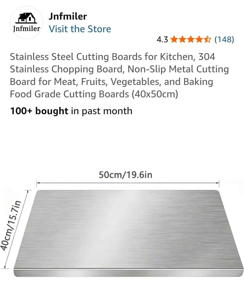 304 Stainless Steel Cutting Board (40x50cm) 2 available - photo 2