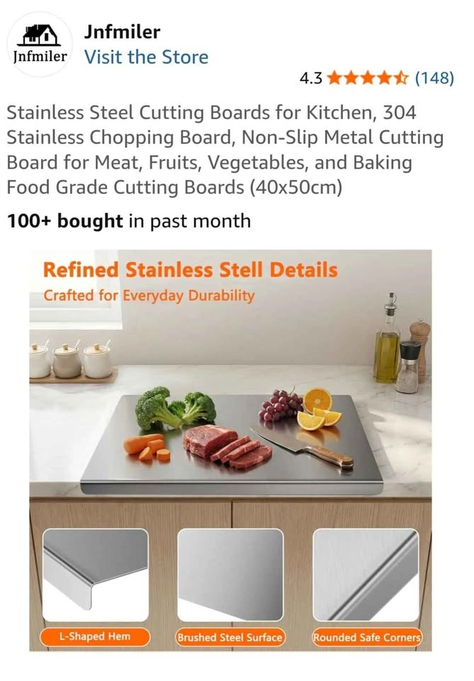 304 Stainless Steel Cutting Board (40x50cm) 2 available - photo 5