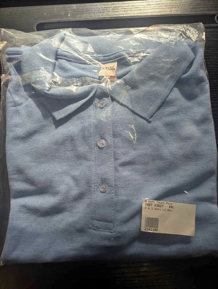 New Women's Polo Shirt – Light Blue, XXL (M&O Soft Touch)