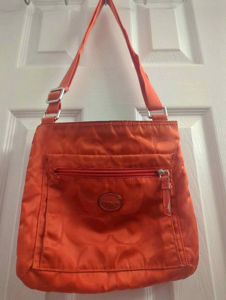Coach Signature Nylon Crossbody – Orange (Getaway File Bag)