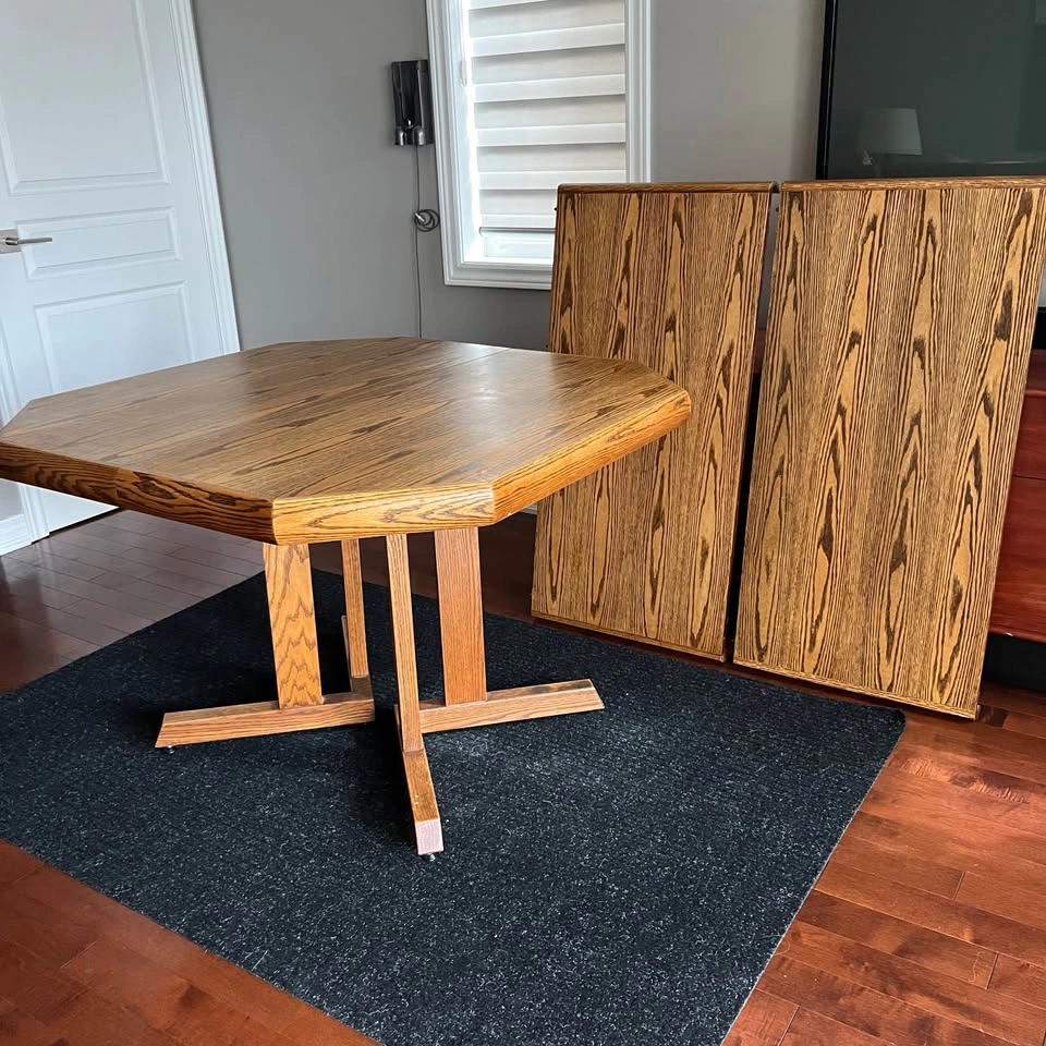 Vintage Octagonal Oak Dining Table with Two Leaves - photo 2