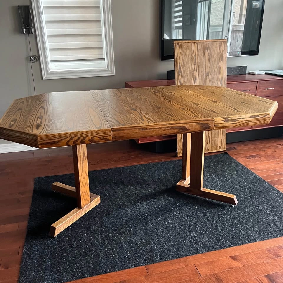 Vintage Octagonal Oak Dining Table with Two Leaves - photo 3