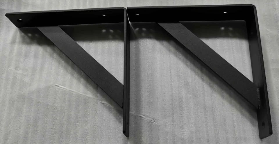 Heavy-Duty Matte Black Steel Shelf Brackets - Pair (12" x 12") - photo 2