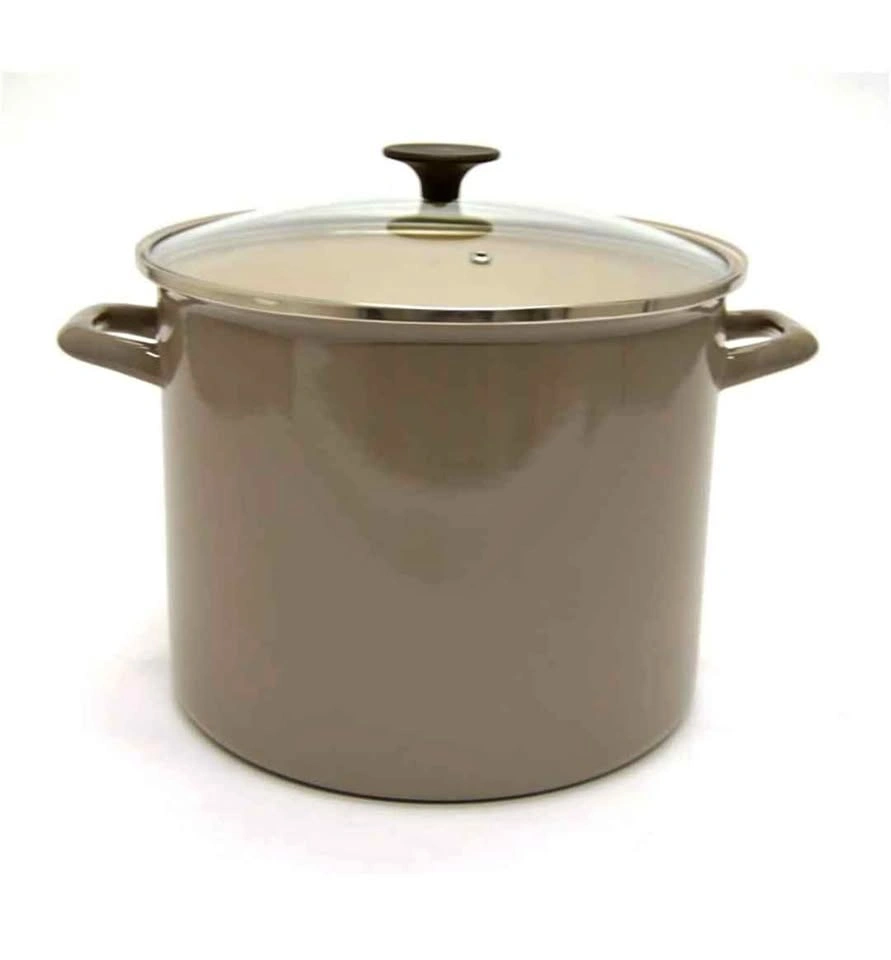 Kenmore Enamel on Steel Stock Pot with Glass Lid - Grey, 15L