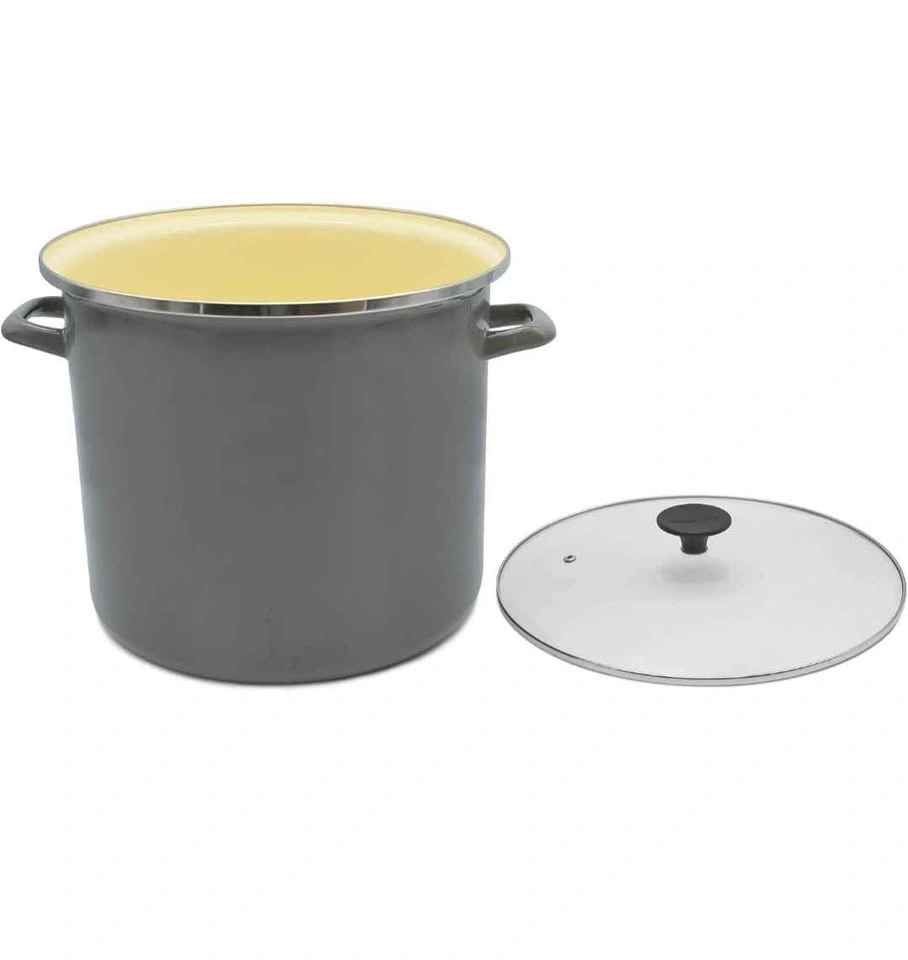 Kenmore Enamel on Steel Stock Pot with Glass Lid - Grey, 15L - photo 4